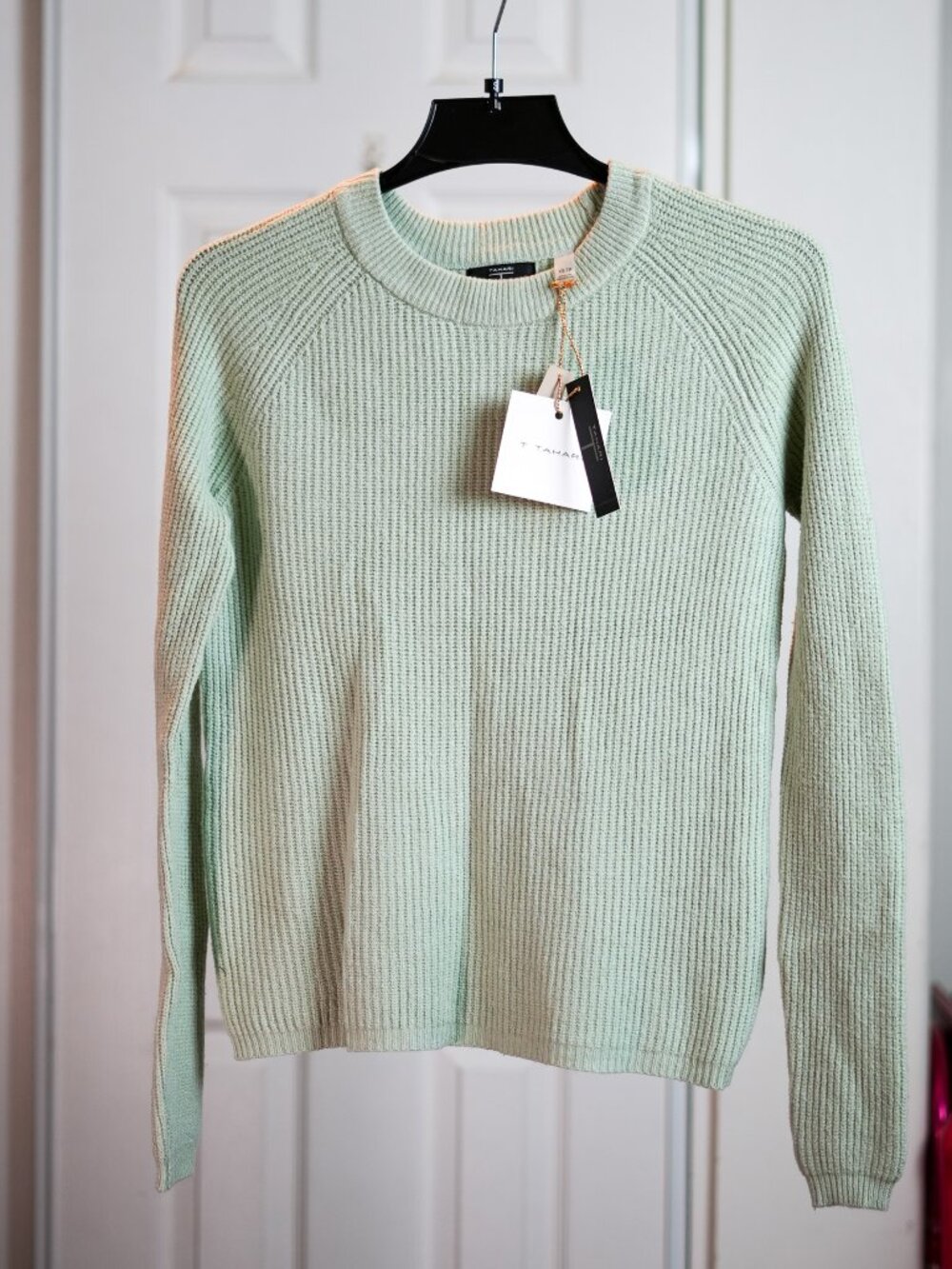 Tahari Viscose Blend Mint Long Sleeve Knit Tee